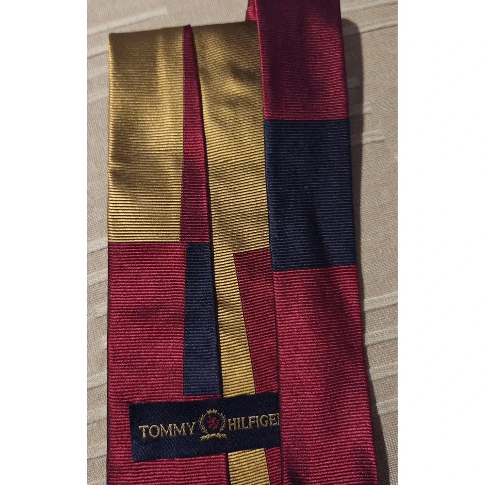 TOMMY HILFIGER Vintage Tie  Silk‎ Patchwork Color Block Harry Potterish